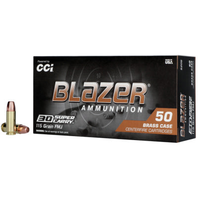 Blazer Ammunition 30 Super Carry 115 Grain Full Metal Jacket Flat Nose 50 Count