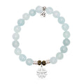 Blue Aquamarine Gemstone Bracelet with Thank You Flower Sterling Silver Charm