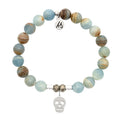 Blue Calcite Gemstone Bracelet with Skull CZ Sterling Silver Charm