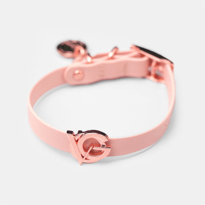 Valgray Premium Dog Collar - Blush & Rose Gold - Close Up View