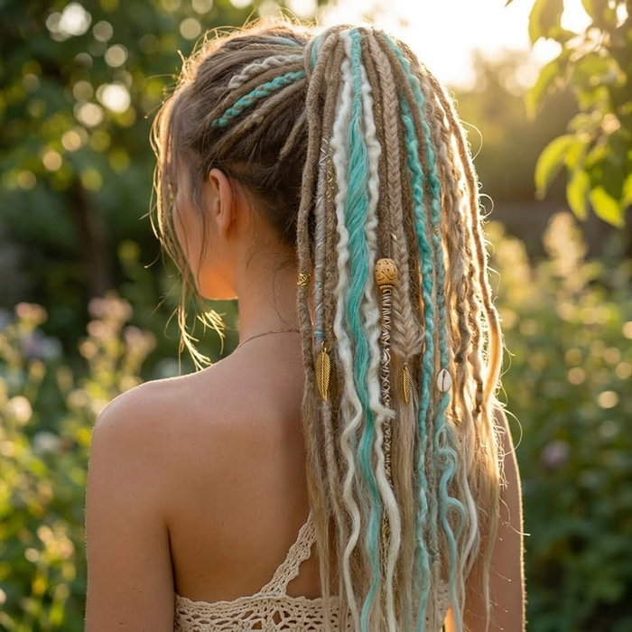 Bohëmia – Hand Adorned Boho Dreadlock Ponytail