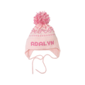Bow Pom Pom hat, Light Pink and Bright Pink