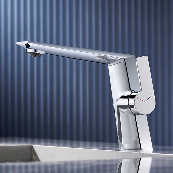 Brass Basin Faucet Single Handle Hole Black Chrome Bathroom Cold Hot Water Mixer