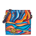 Women's hand-painted multicolour leather crossbody bag for everyday carry