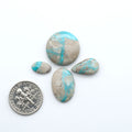 Carico Lake Turquoise cabochons with vibrant aqua-blue to turquoise tones and natural matrix, ideal for rings, pendants, and artisan jewelry.