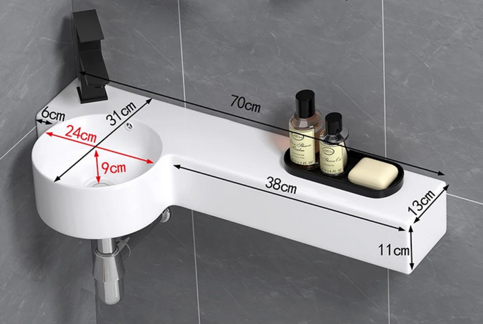 Ceramic Washbasin White Bathroom Sink 700mm