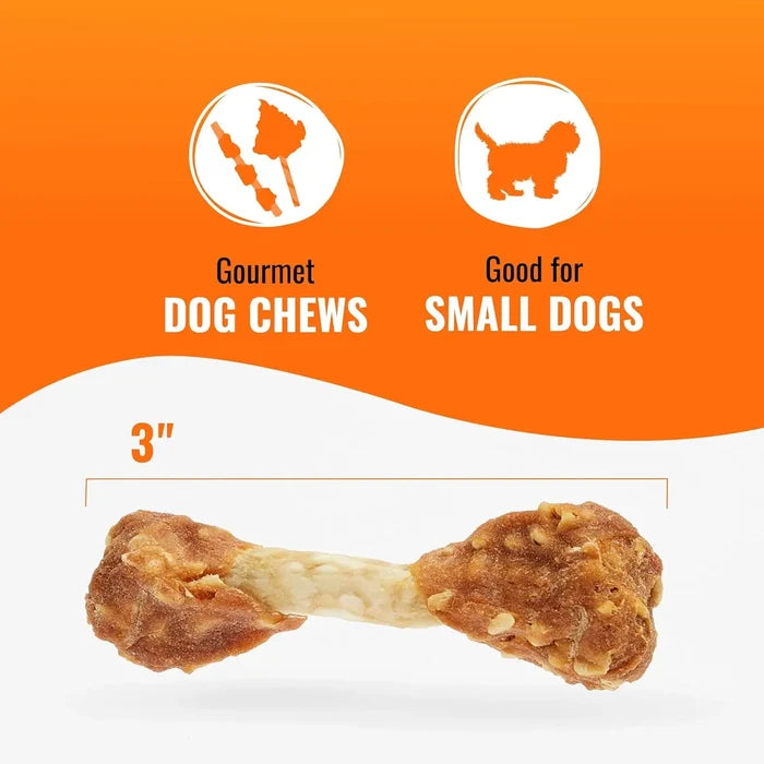 Chicken Flavor Dumbbell Dog Chews, Long-Lasting Rawhide Treats for Small Breeds Happy Tails Pet Shop Store
