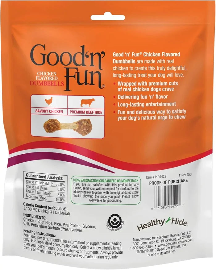 Chicken Flavor Dumbbell Dog Chews, Long-Lasting Rawhide Treats for Small Breeds Happy Tails Pet Shop Store