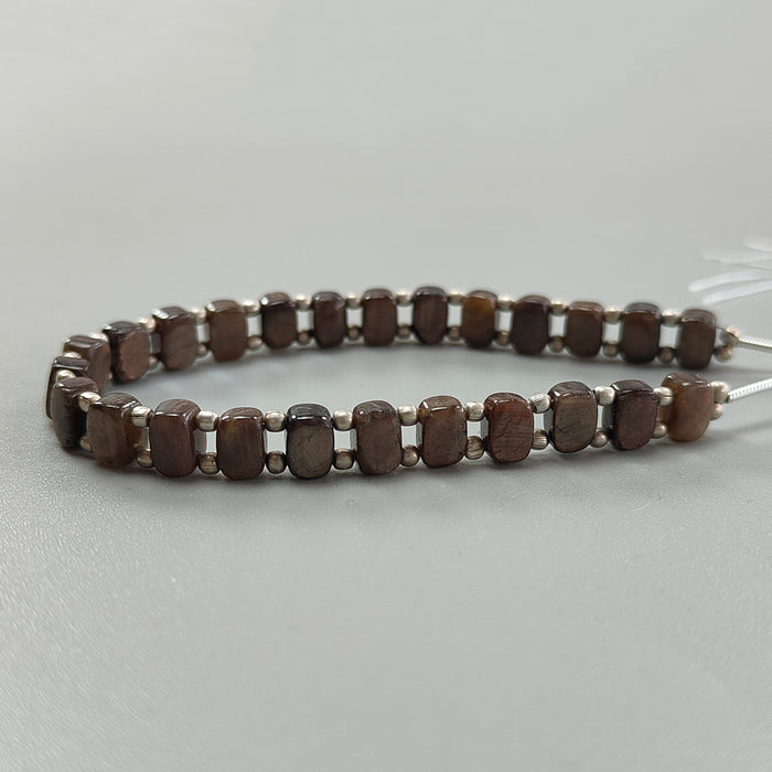 Chocolate Sapphire Smooth Loose Beads: 57.80cts Natural 925 Silver Golden Brown Sapphire Gemstone Cushion Beads 7mm 6.50" Strand