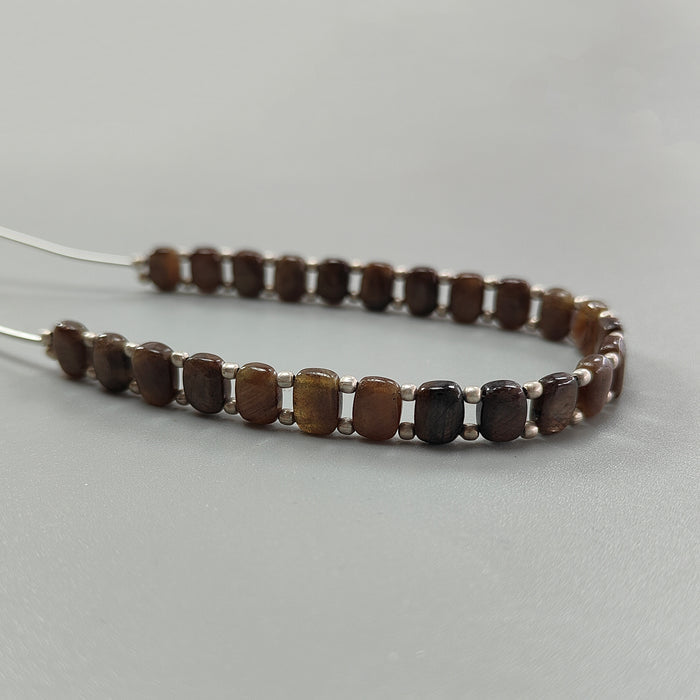 Chocolate Sapphire Smooth Loose Beads: 62.00cts Natural Untreated Golden  Sapphire Gemstone Cushion Plain Beads 8mm 7" Strand for Bracelet
