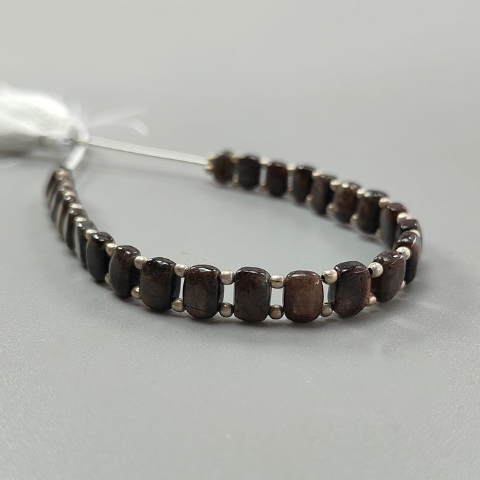Chocolate Sapphire Smooth Loose Beads: 66.10cts Natural Untreated 925 Silver Golden Sapphire Gemstone Cushion Beads 7mm - 8mm 7" Strand
