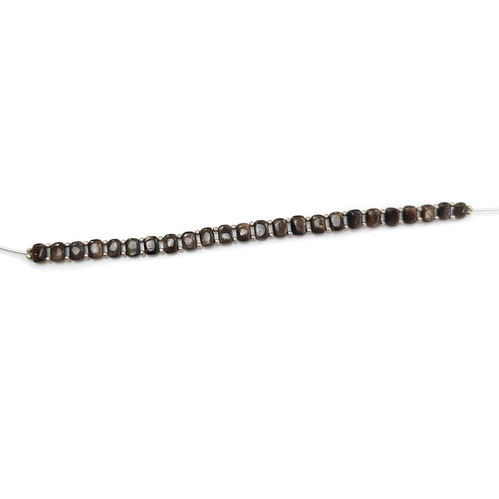 Chocolate Sapphire Smooth Loose Beads: 66.10cts Natural Untreated 925 Silver Golden Sapphire Gemstone Cushion Beads 7mm - 8mm 7" Strand