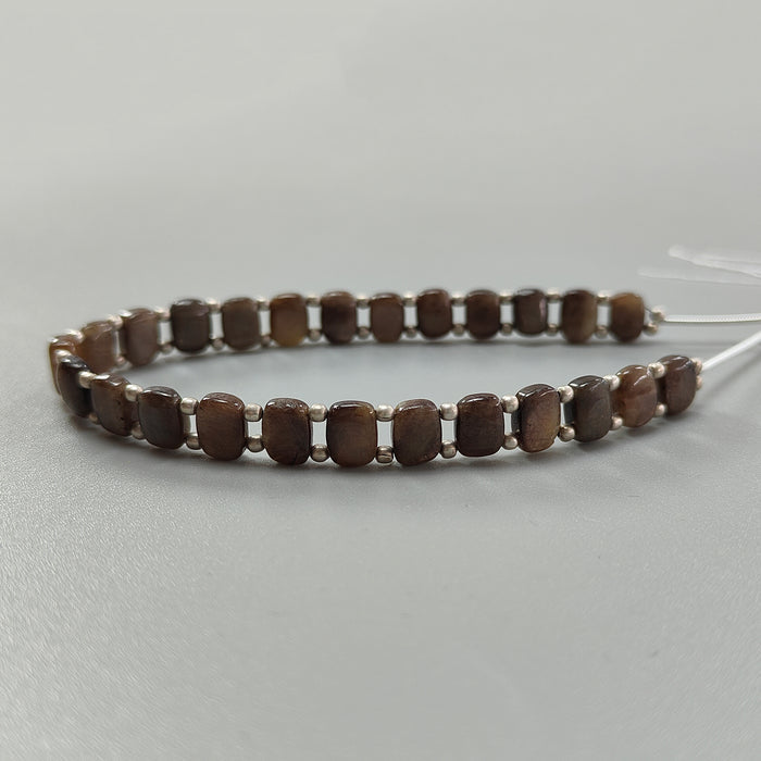 Chocolate Sapphire Smooth Loose Beads: 67.70cts Natural 925 Silver Golden Brown Sapphire Gemstone Cushion Beads 7.5mm - 8mm 7.25" Strand