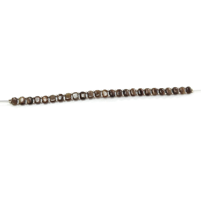 Chocolate Sapphire Smooth Loose Beads: 67.70cts Natural 925 Silver Golden Brown Sapphire Gemstone Cushion Beads 7.5mm - 8mm 7.25" Strand