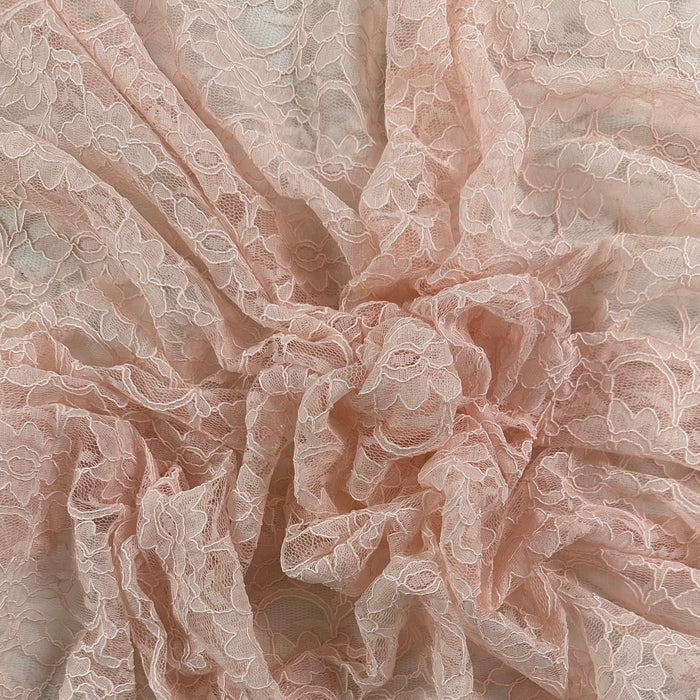 Corded Floral Lace - Nylon Cotton - Soft Rose