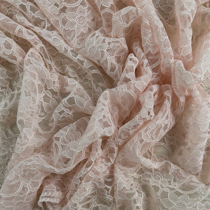 Corded Floral Lace - Nylon Cotton - Soft Rose