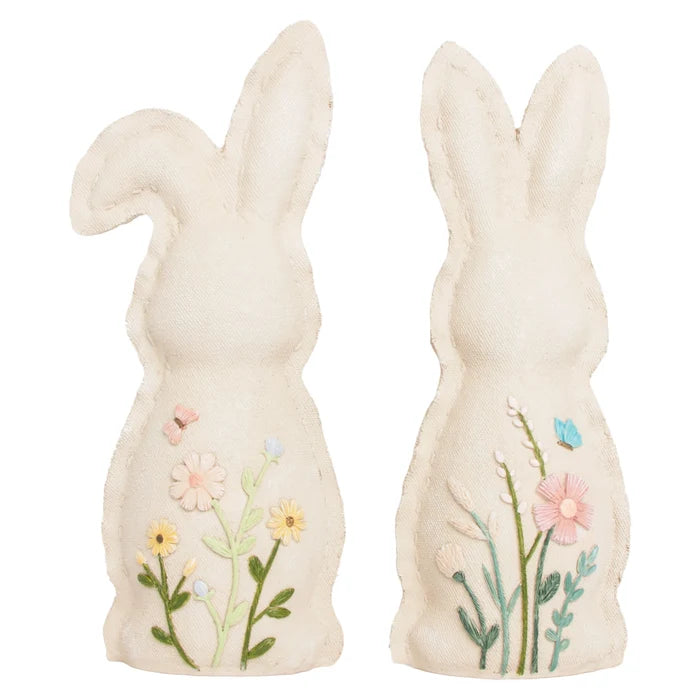 Cream and Floral Embossed Bunny
