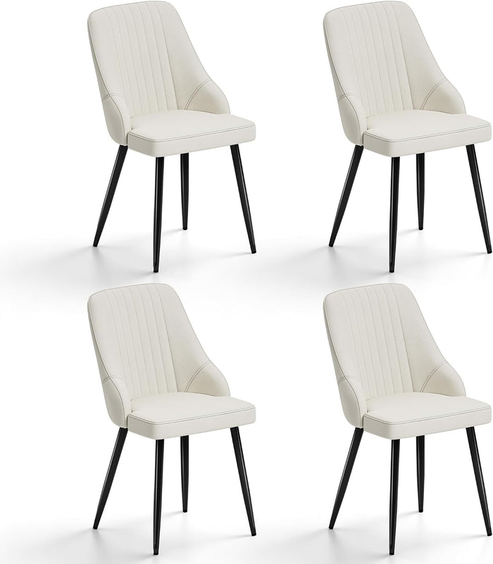 Cream Velvet Chairs / Set of 4