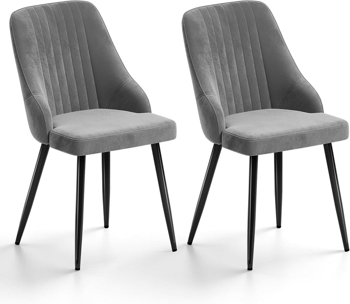 Grey Velvet Chairs / Set of 2