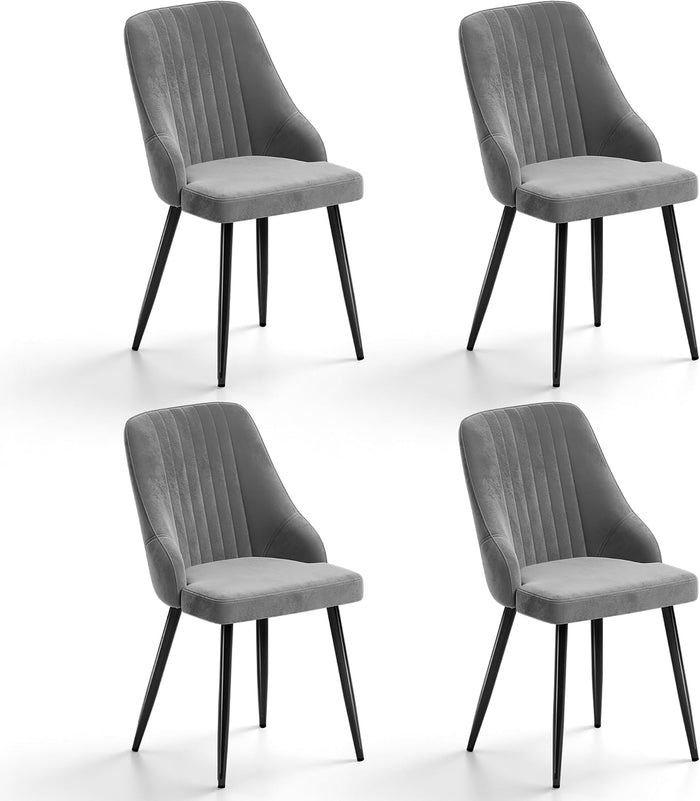 Grey Velvet Chairs / Set of 4