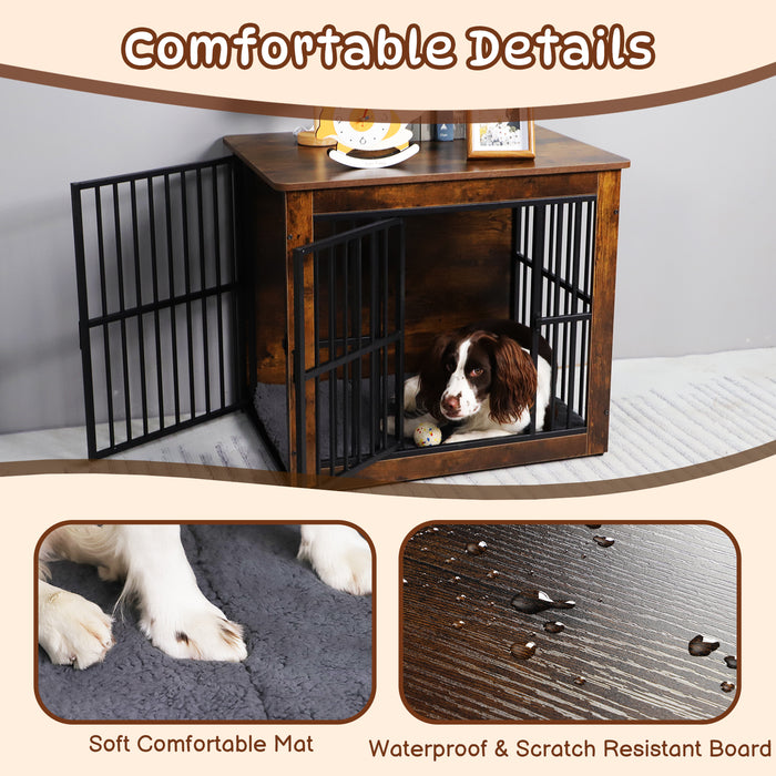 Dog Crate Furniture with Plush Mat