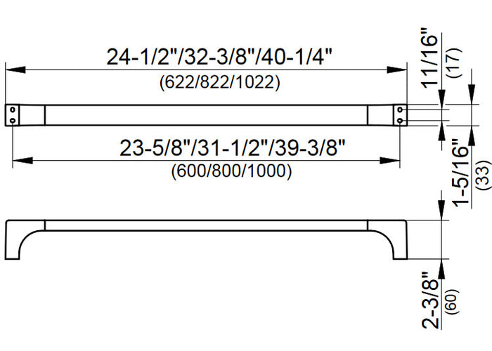 Edition 11 Towel Bar, 3 Sizes, 4Finishes - Keuco
