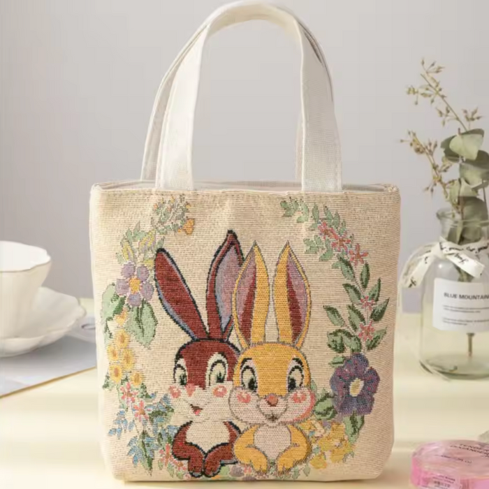 Embroidery Canvas Bag Cute Debit Flowers Tote Bag