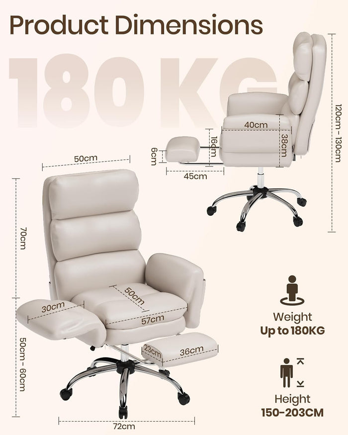 Ergonomic Executive Office Chair with Footrest