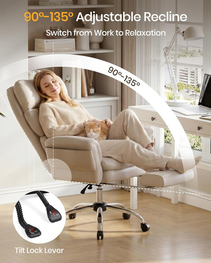 Ergonomic Executive Office Chair with Footrest