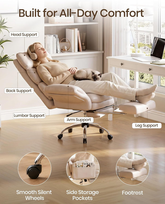Ergonomic Executive Office Chair with Footrest