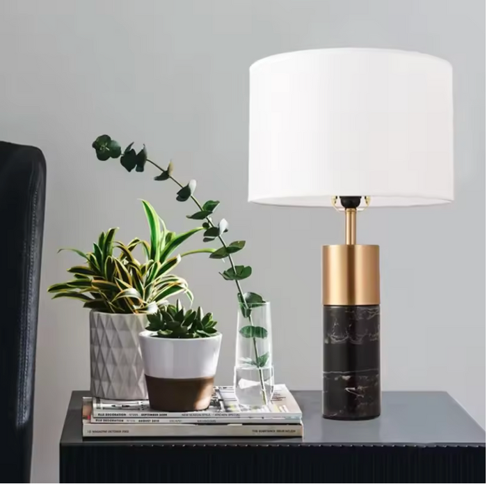 Fabric Marble Living Room Sofa Table Lamps - Black