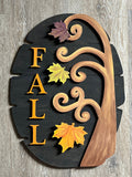 Fall Tree on Weathered Oval - Layered