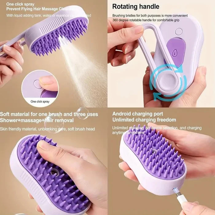 Foldable cat and dog grooming tool with silicone bristles, suitable for both long and short hair Happy Tails Pet Shop Store
