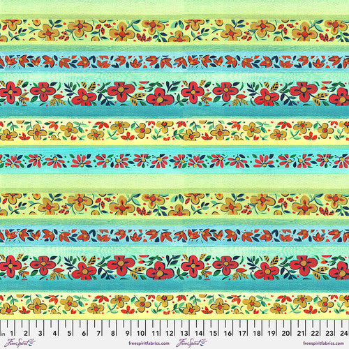 Free Spirit Fabrics: Flowerfields - Hedgerow Flowers Aqua