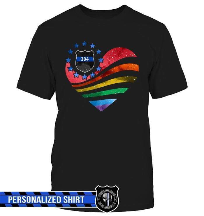 Apparel S / Black Glaxy Flag Heart - Pride Month - Police - DSAPP
