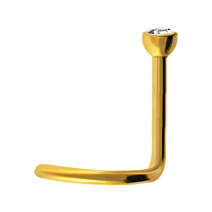 Gold 20g Anodized Surgical Steel Nose Screw Surgical Steel / Gold / Cubic Zirconia Nose Screw