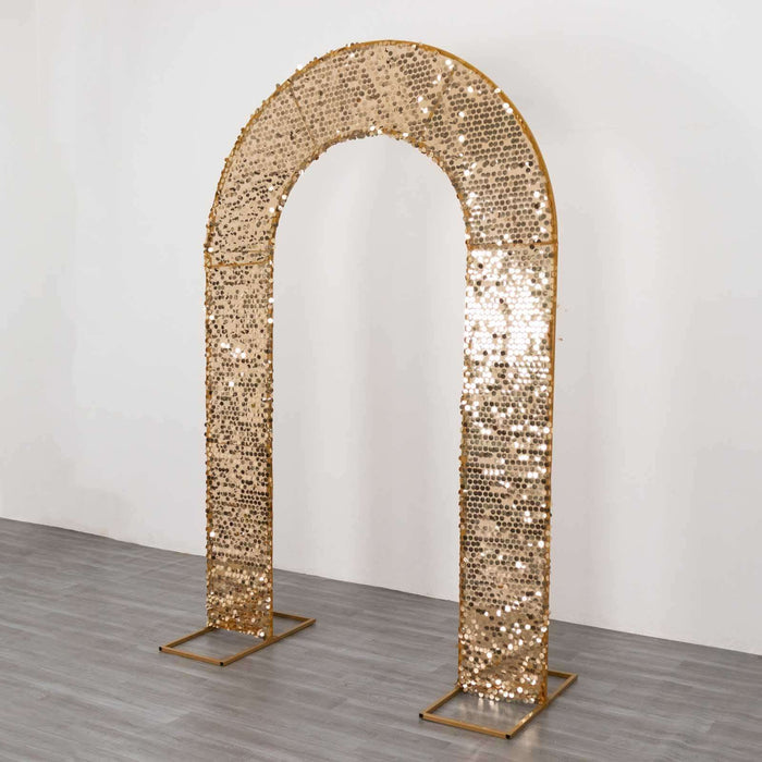 Gold sequined archway backdrop for events and celebrations