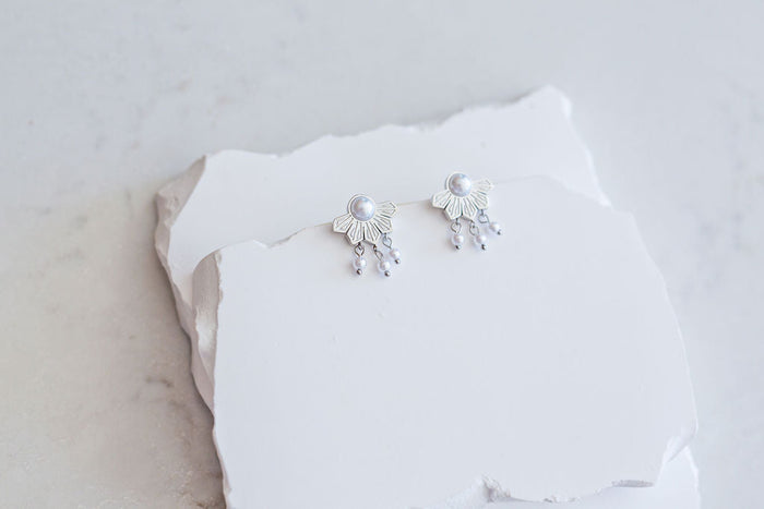 Half Philippine Sun and Pearl Earrings