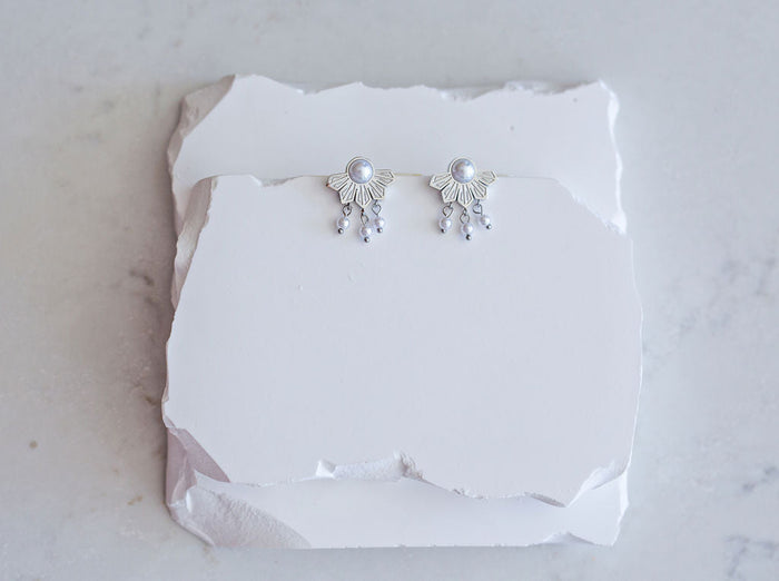 Half Philippine Sun and Pearl Earrings