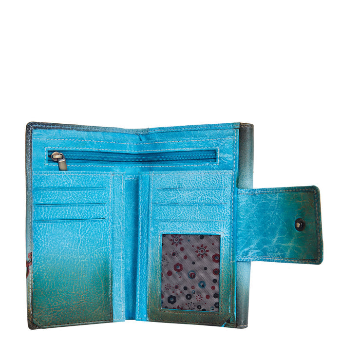Women's mandala art bifold wallet for everyday carry-card cases with zipper pocket