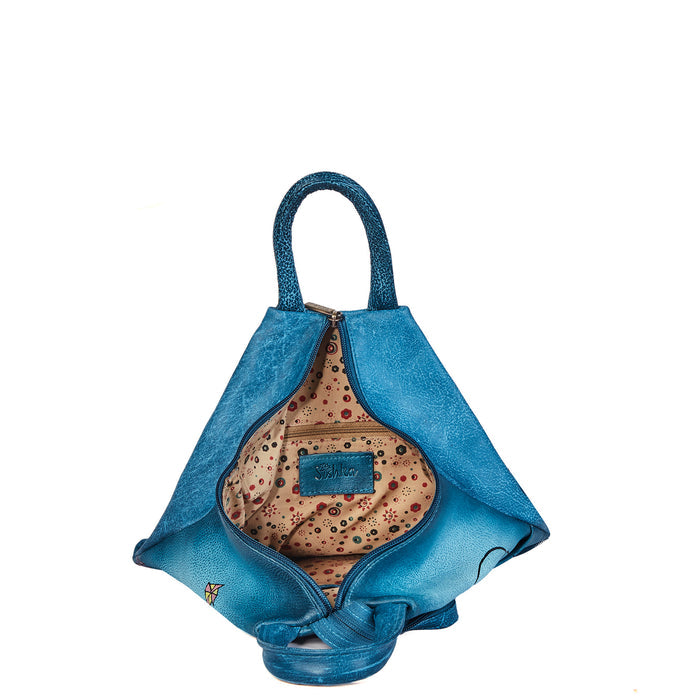 Women's turquoise triangle convertible backpack for daily adventures-inner view