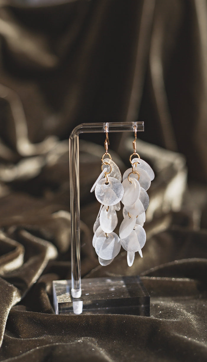 Handcrafted Cascading Capiz Shell Statement Earrings
