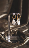 Handcrafted Organic Gold & Capiz Shell Chandelier Earrings