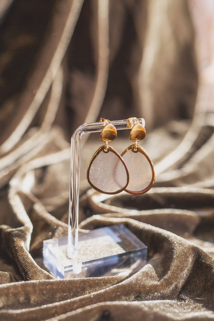 Handcrafted Teardrop Capiz Shell Drop Earrings