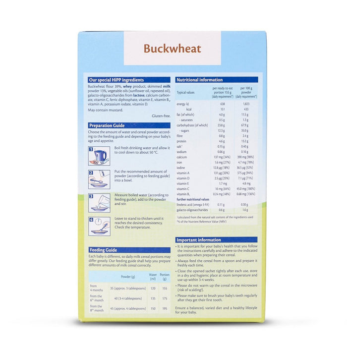 HiPP Buckwheat Milk & Cereal from 4 months (250g) - Formuland