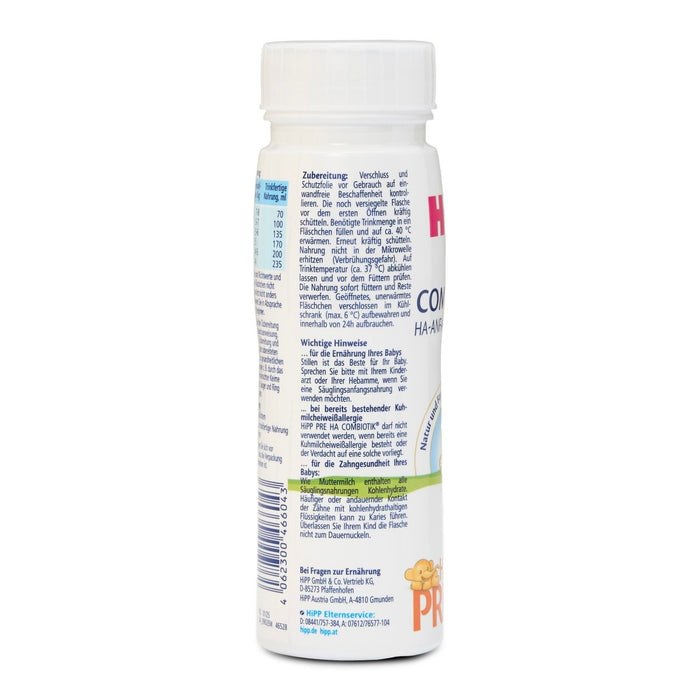 HiPP German HA Stage PRE Ready to Feed From Birth (200mlx6) - Formuland