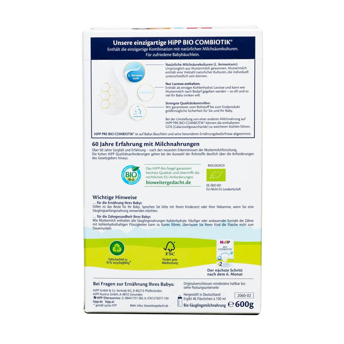 HiPP German Pre Organic Combiotik Formula from Birth (600g) - Formuland