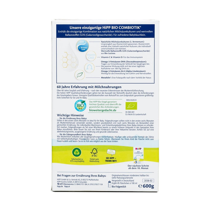HiPP German Stage 2 Organic Combiotik Formula (No starch) 6+ months - Formuland