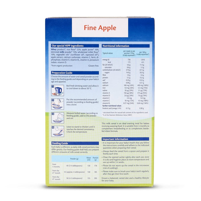 HiPP Organic Good Night Milk & Cereal - Fine Apple from 4 months (250g) - Formuland