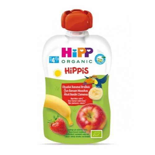 HiPP Organic Hippis Strawberry Banana in Apple Puree – 6 Pack (From 4 Months) - Formuland